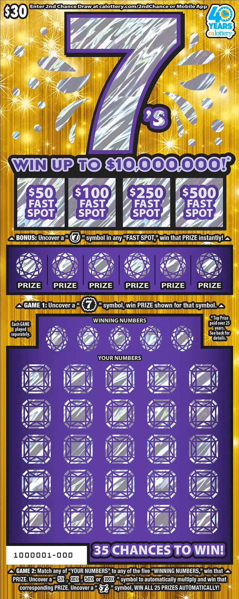 7's $30 California Lottery Scratchers ticket