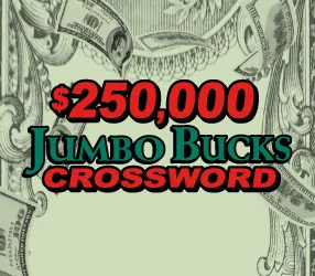 $250,000 JUMBO BUCKS CROSSWORD scratch-off ticket
