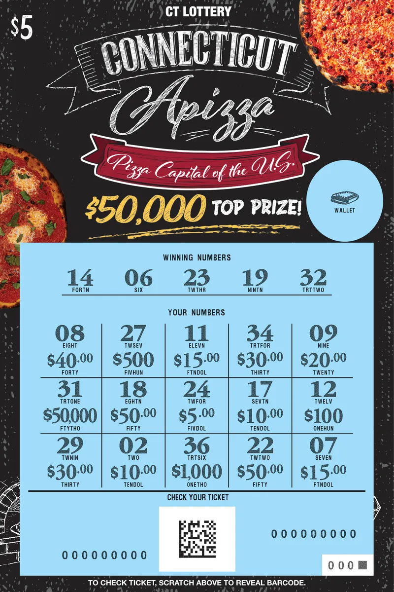 Connecticut Apizza $5 Connecticut Lottery scratch-off ticket