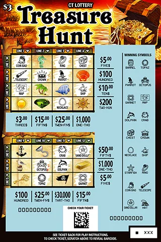 Treasure Hunt scratch-off ticket