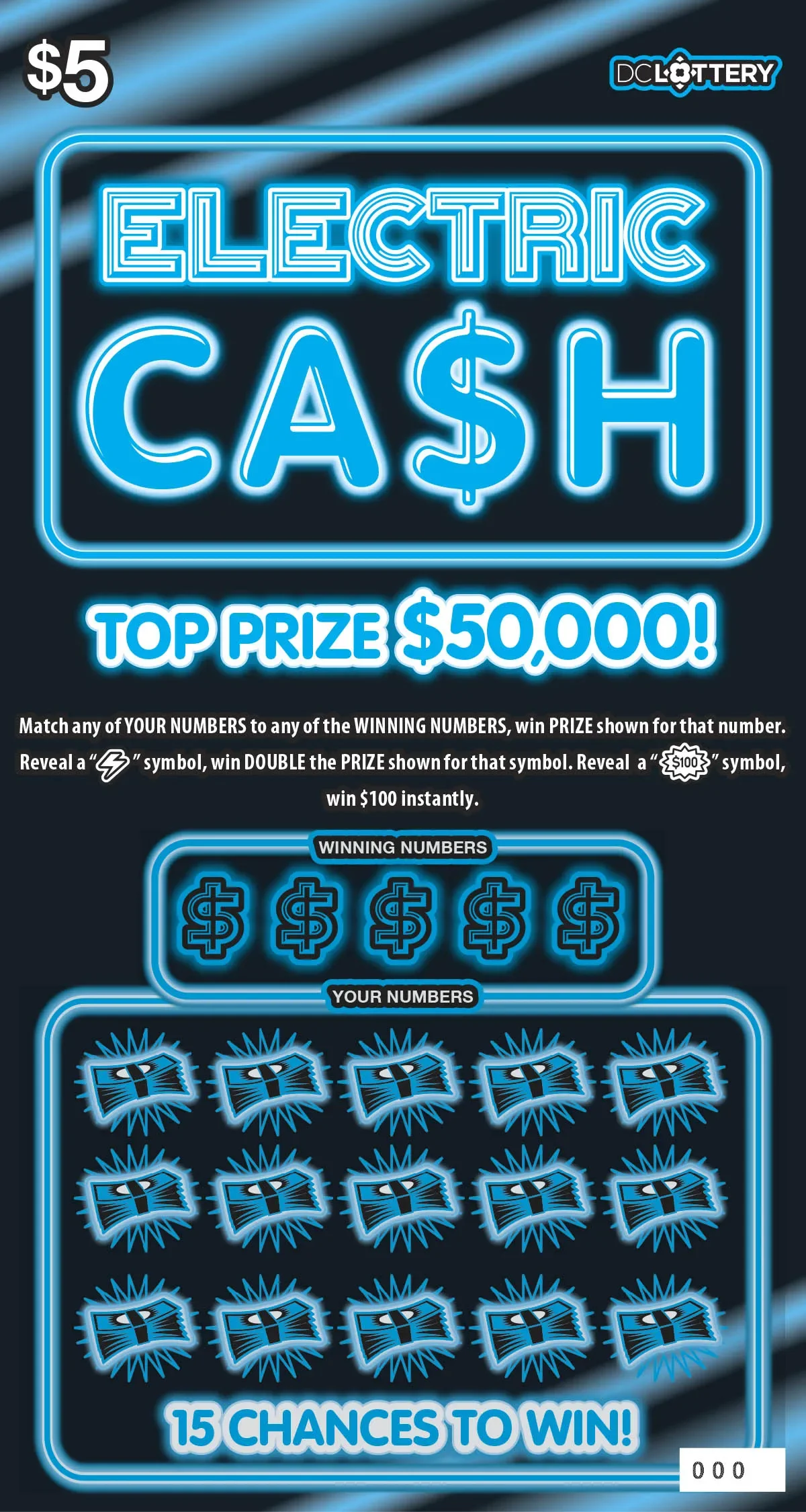 Electric Cash New! scratch-off ticket