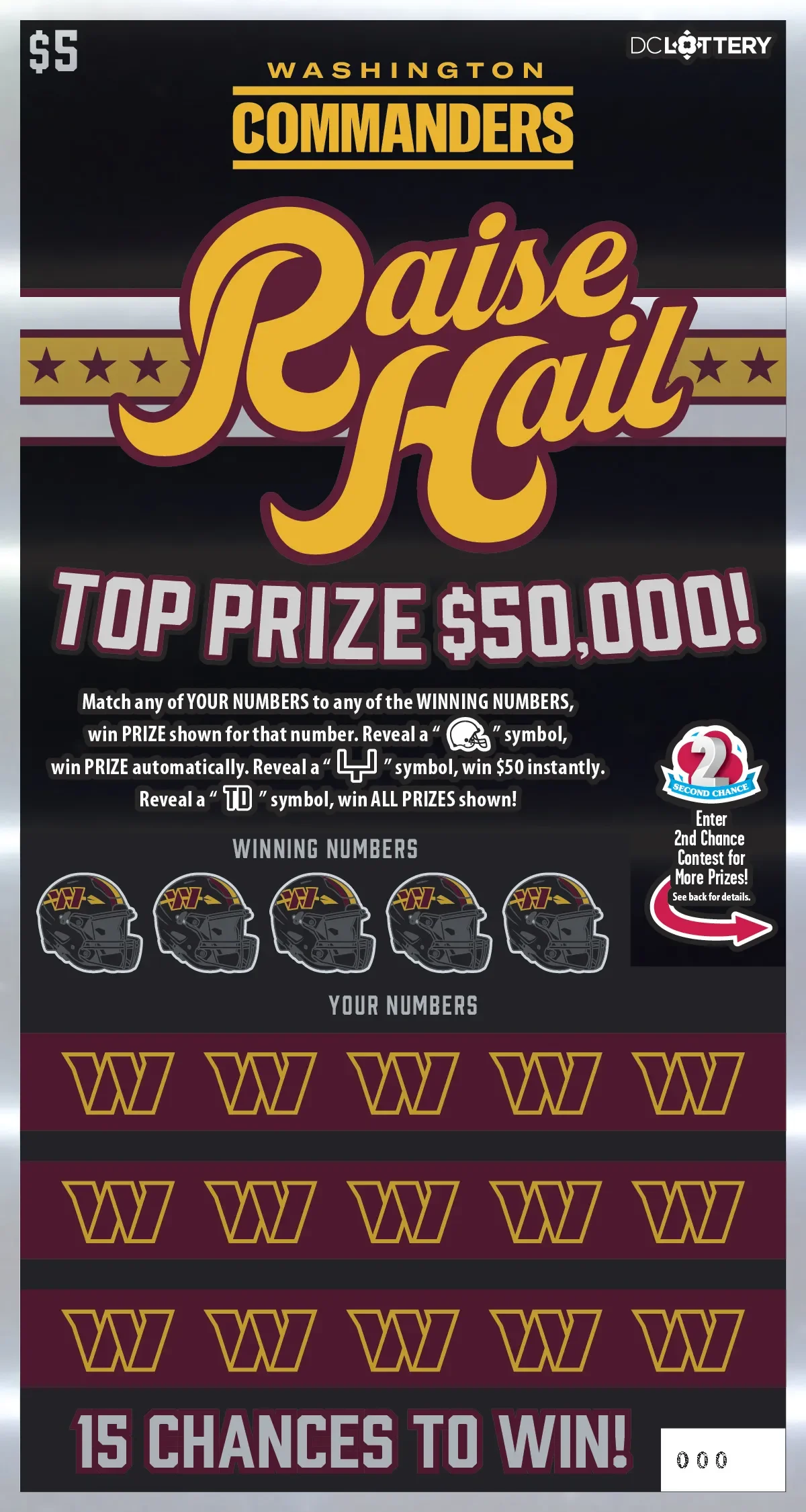 The DC Lottery launched 3 Commanders scratch-offs, and the $10 one is genuinely good