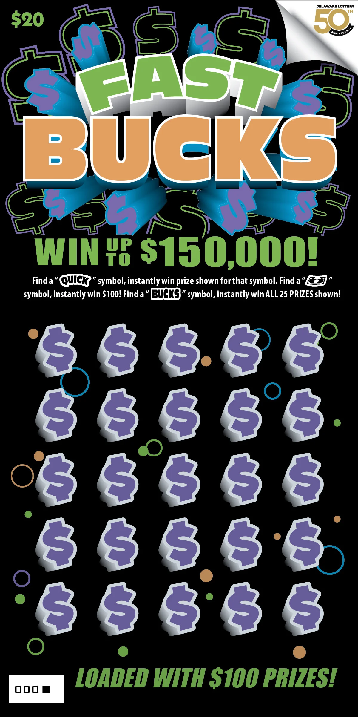 FAST BUCKS instant game ticket