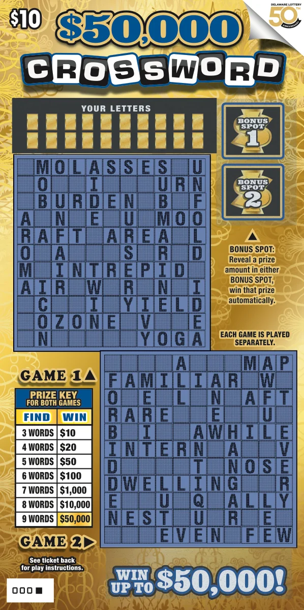 $50,000 Crossword instant game ticket