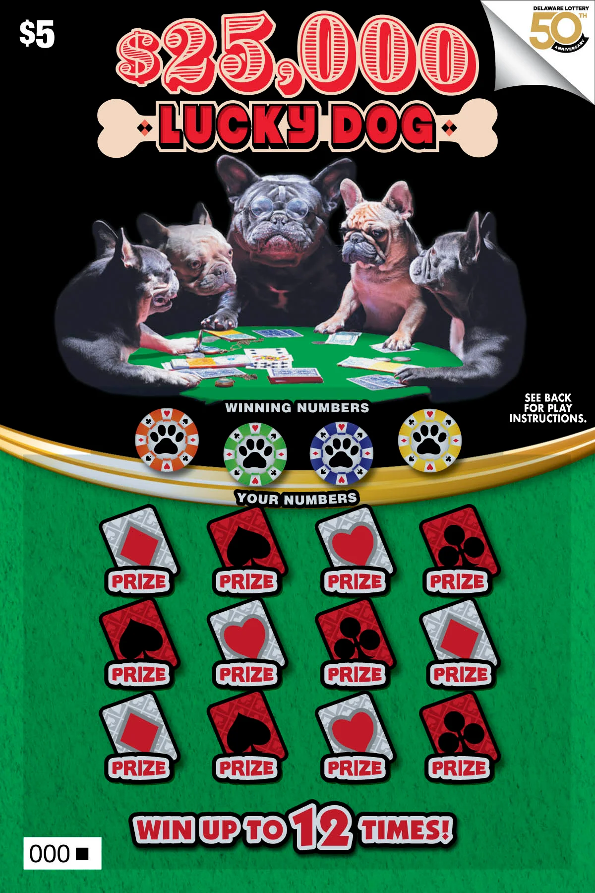 $25,000 LUCKY DOG instant game ticket