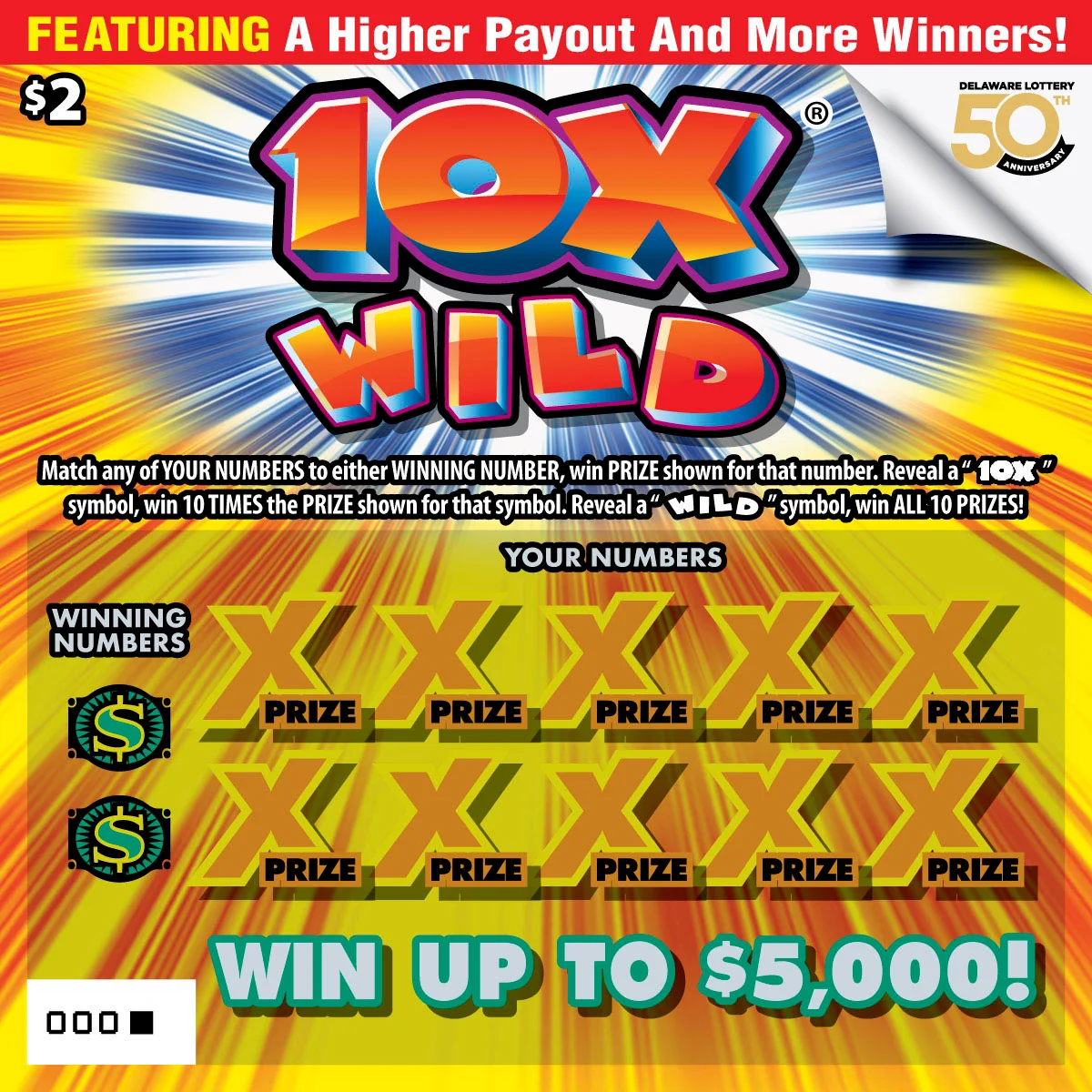 10X Wild instant game ticket