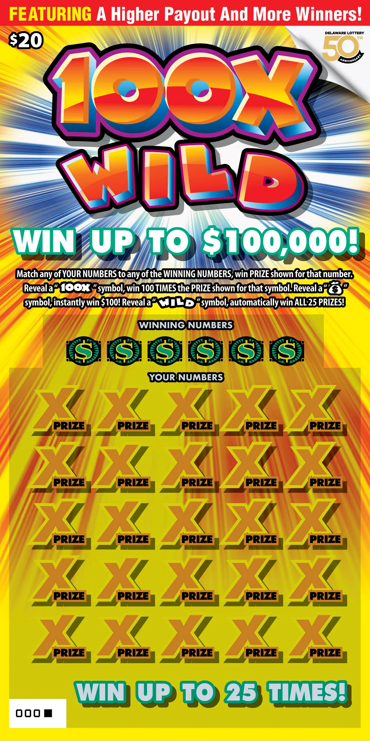 100X Wild instant game ticket