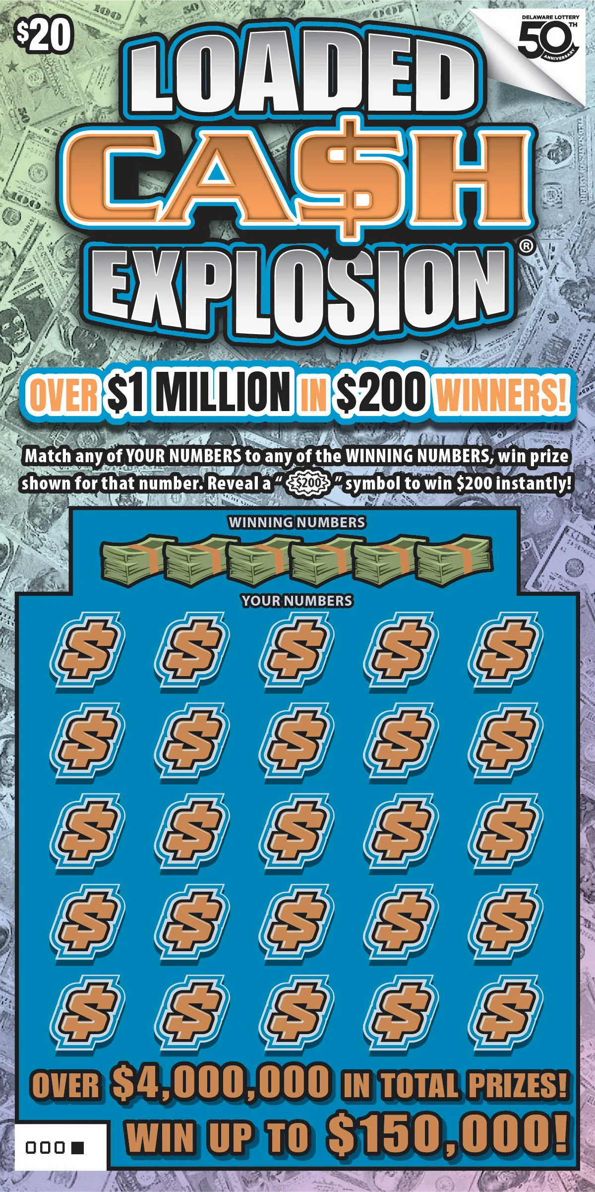 Loaded CA$H Explosion instant game ticket
