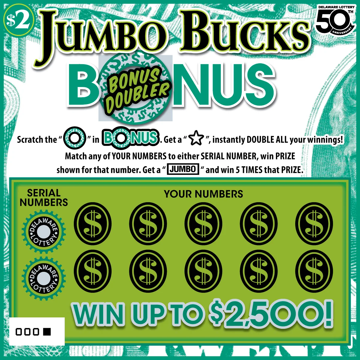 Jumbo Bucks Bonus instant game ticket