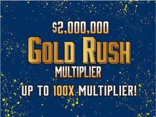 $2,000,000 GOLD RUSH MULTIPLIER scratch-off ticket