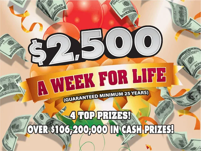 $2,500 A Week For Life scratch-off ticket