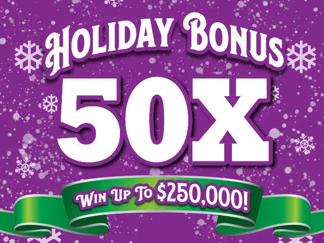 Holiday Bonus 50X $5 Florida Lottery scratch-off ticket