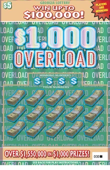 $1,000 OVERLOAD scratch-off ticket