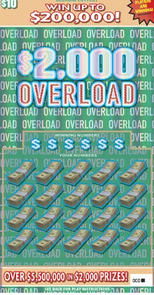 $2,000 OVERLOAD scratch-off ticket