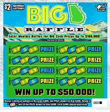 $2 BIG GEORGIA RAFFLE scratch-off ticket