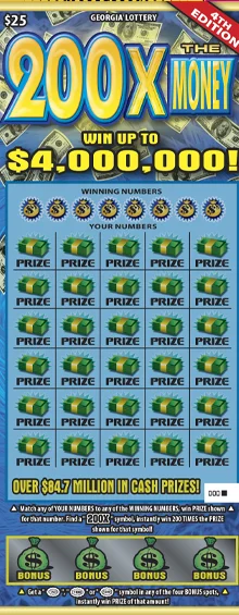 200X THE MONEY scratch-off ticket