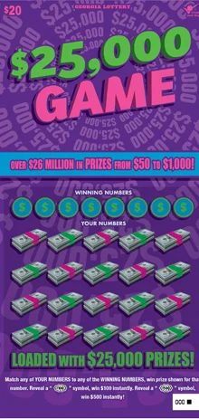 $25,000 GAME scratch-off ticket