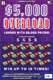 $5,000 OVERLOAD scratch-off ticket