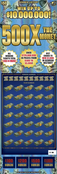 500X THE MONEY scratch-off ticket