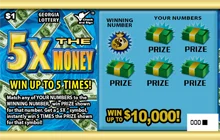 5X THE MONEY scratch-off ticket