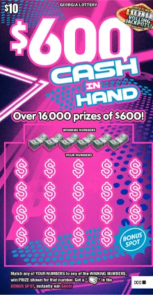 $600 CASH IN HAND scratch-off ticket