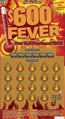 $600 FEVER scratch-off ticket