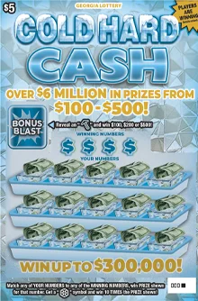 COLD HARD CASH scratch-off ticket