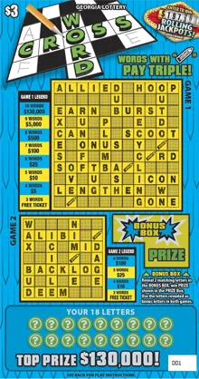 CROSSWORD scratch-off ticket