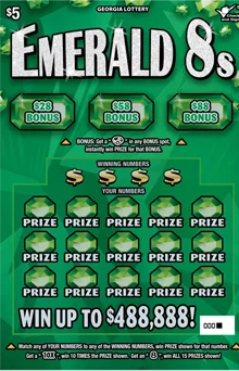 EMERALD 8s scratch-off ticket