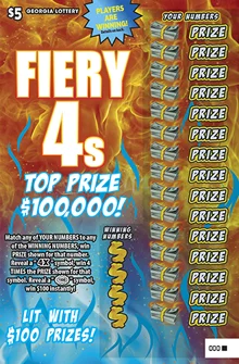FIERY 4s scratch-off ticket
