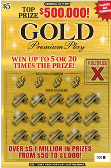 GOLD Premium Play scratch-off ticket