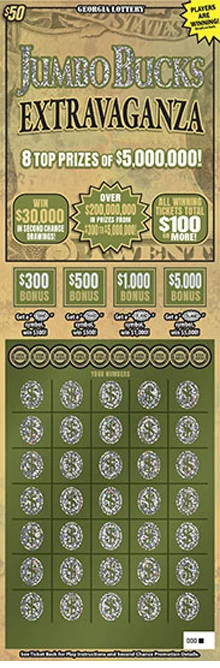JUMBO BUCKS EXTRAVAGANZA scratch-off ticket
