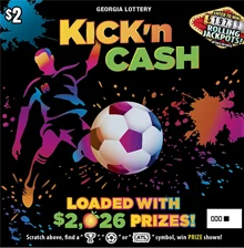 KICK 'n CASH scratch-off ticket