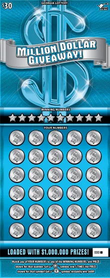 MILLION DOLLAR GIVEAWAY! scratch-off ticket