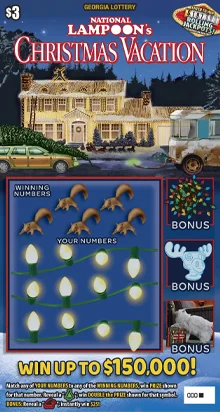 National Lampoon's Christmas Vacation $3 Georgia Lottery scratch-off ticket