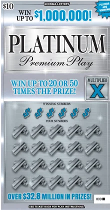 PLATINUM Premium Play scratch-off ticket