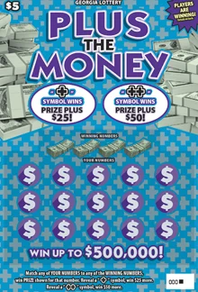 PLUS THE MONEY scratch-off ticket