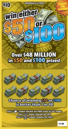 Win Either $50 or $100 (Game #1600) scratch-off ticket