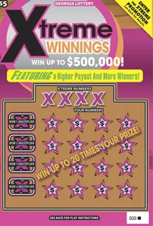 Xtreme WINNINGS scratch-off ticket