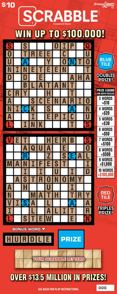 SCRABBLE Crossword Game scratch-off ticket