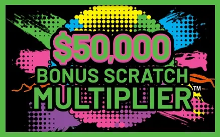 $50,000 Bonus Scratch Multiplier scratch-off ticket