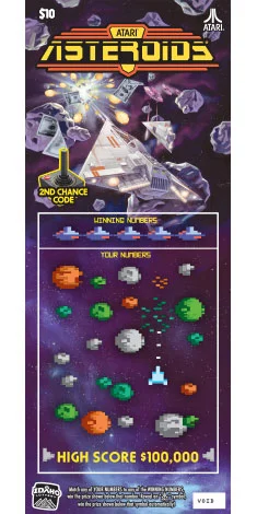 Asteroids scratch-off ticket