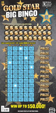 Gold Star Big Bingo scratch-off ticket