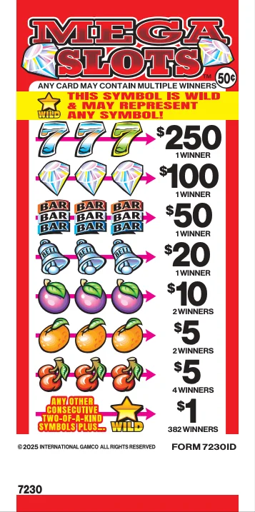 Mega Slots scratch-off ticket