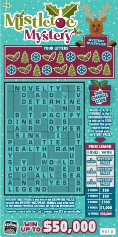 Mistletoe Mystery scratch-off ticket