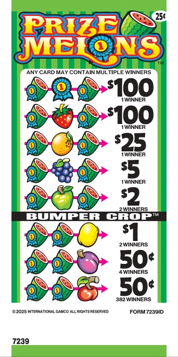 Prize Melons scratch-off ticket