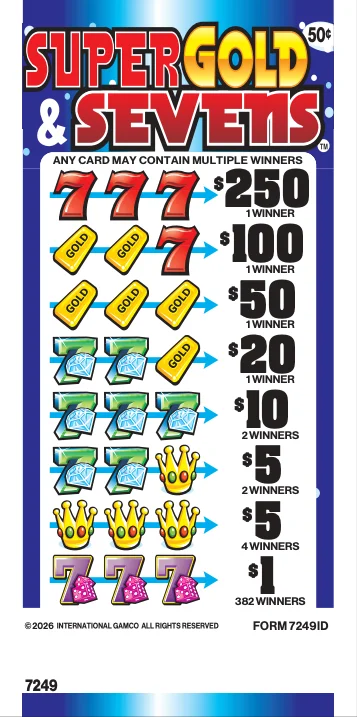 Super Gold & Sevens scratch-off ticket