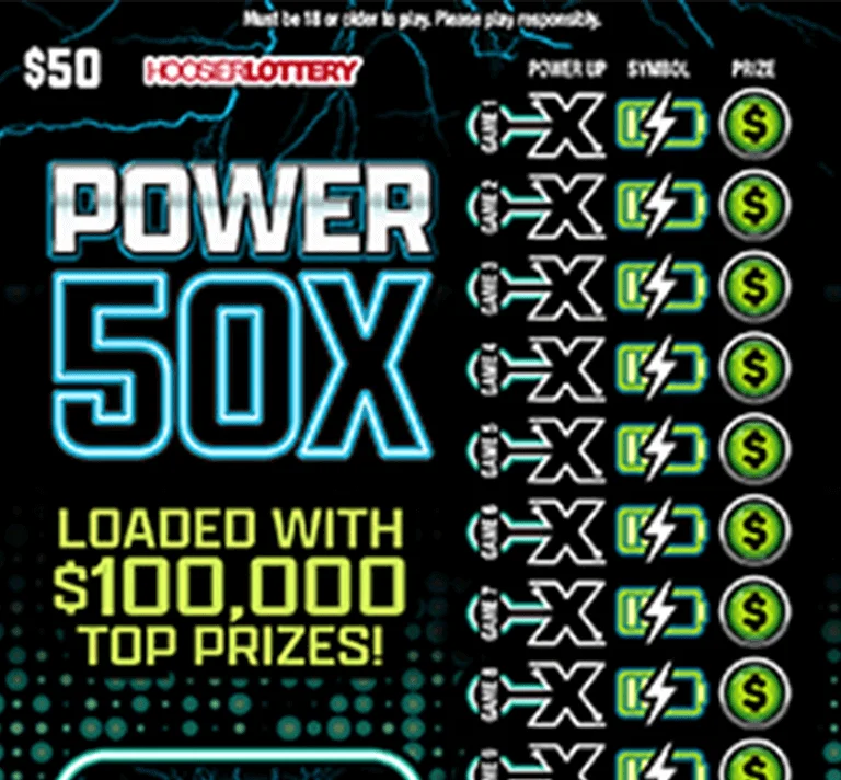 POWER 50X scratch-off ticket