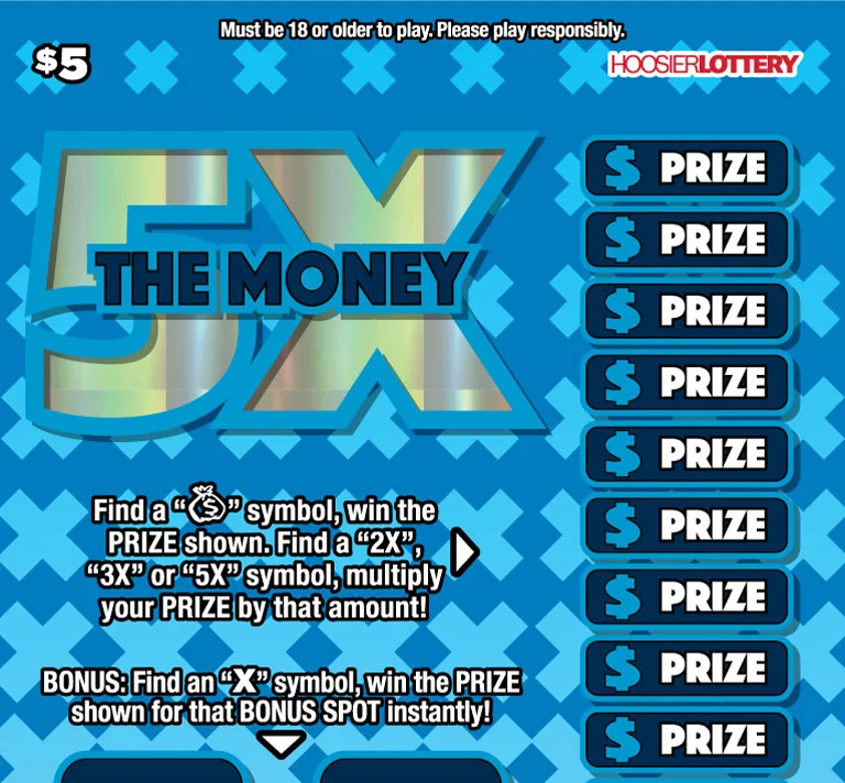 5X THE MONEY scratch-off ticket