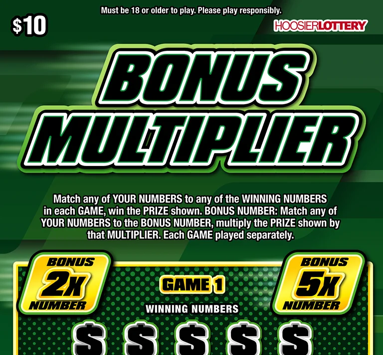 BONUS MULTIPLIER scratch-off ticket